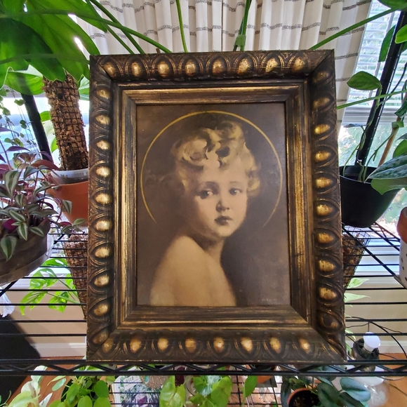 Light of the world cherub vintage Bosseron Chambers edward gross framed Art - Picture 2 of 4